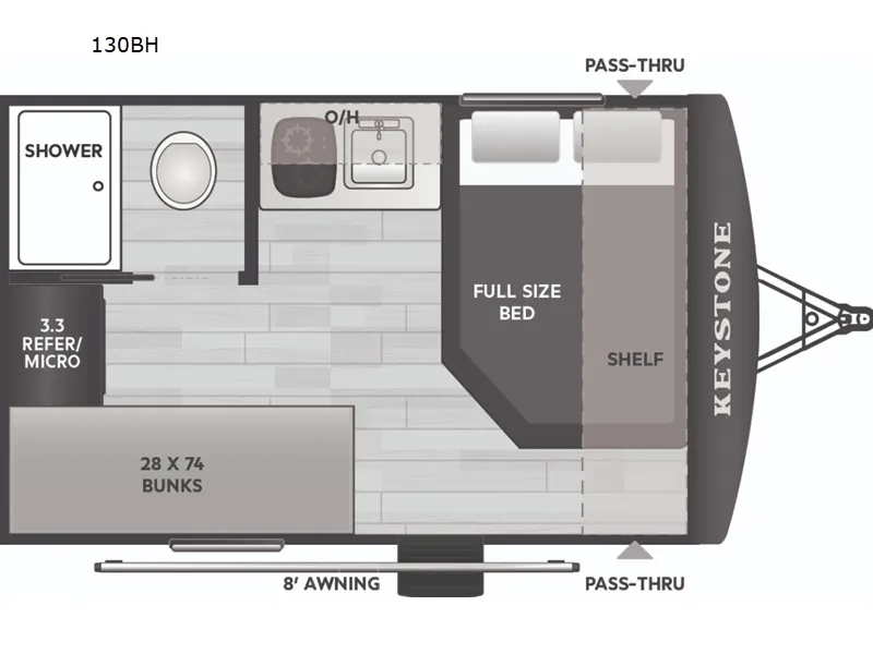 2026 Keystone Hideout Mini 130BH - Floor plan