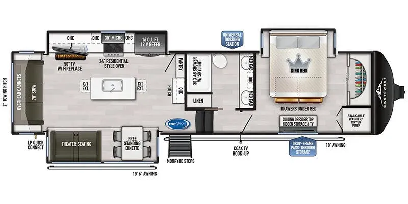 2025 East to West Ahara 365RL floor plan
