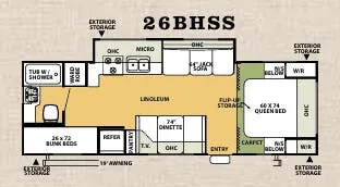 Forest River Flagstaff Super Lite 26BHSS floor plan