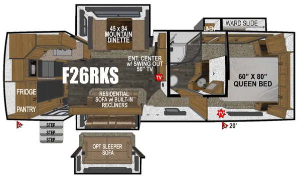 Outdoors RV Glacier Peak Titanium Series F26RKS floor plan