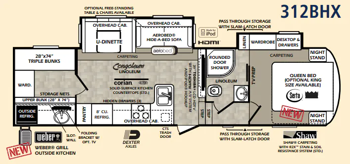 Forest River Wildcat eXtraLite 312BHX floor plan