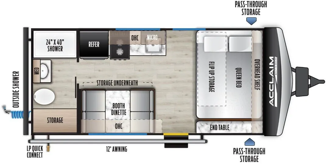 East to West Acclaim 1600RBXLE floor plan
