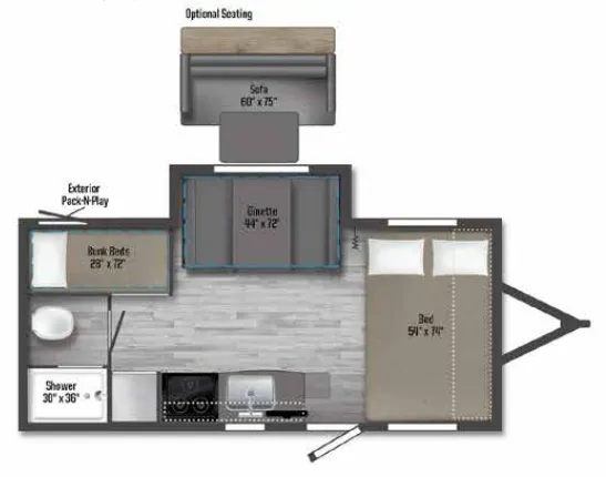2022 Winnebago Micro Minnie FLX 2100BH - Floor plan