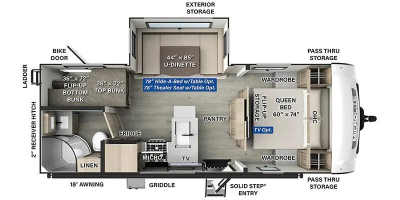 2025 Forest River Flagstaff Micro Lite 25DBH floor plan