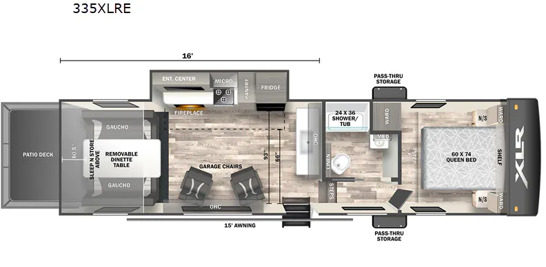 Forest River XLR Micro Boost 335XLRE floor plan