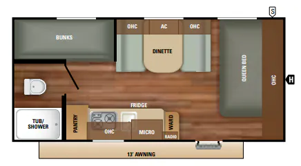 Starcraft Autumn Ridge Outfitter 19BH floor plan