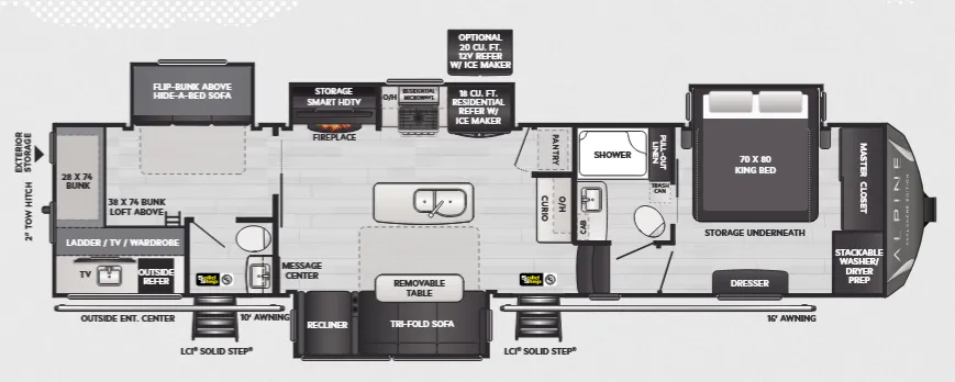 Keystone Avalanche 378BH floor plan