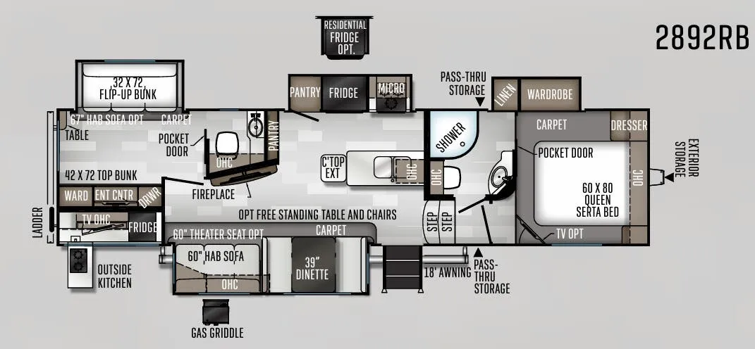 Forest River Rockwood Ultra Lite 2892RB floor plan