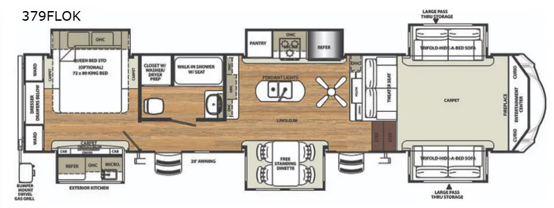 2018 Forest River Sandpiper 379FLOK - Floor plan