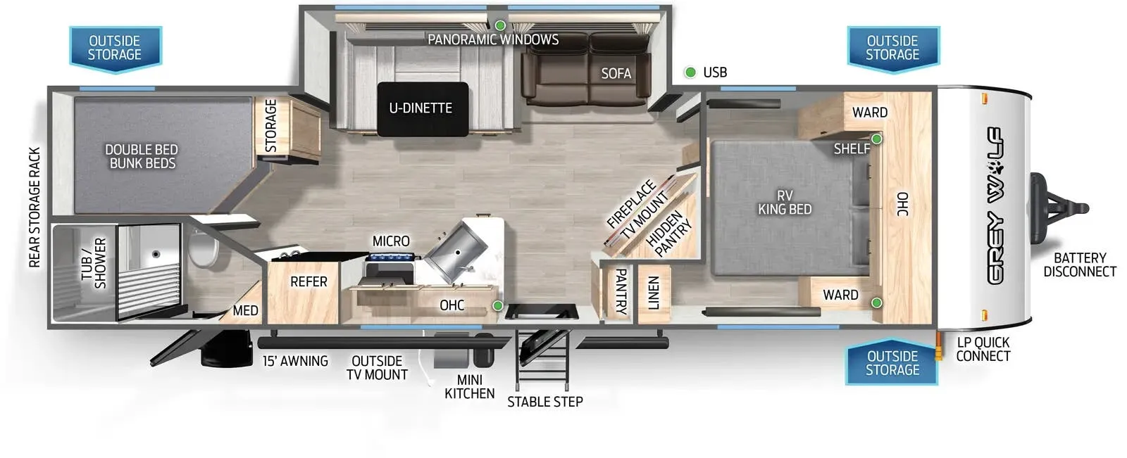 Forest River Cherokee Grey Wolf 26KF floor plan