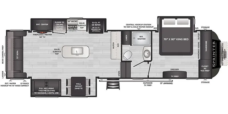 Keystone Sprinter Limited 3190RLS floor plan