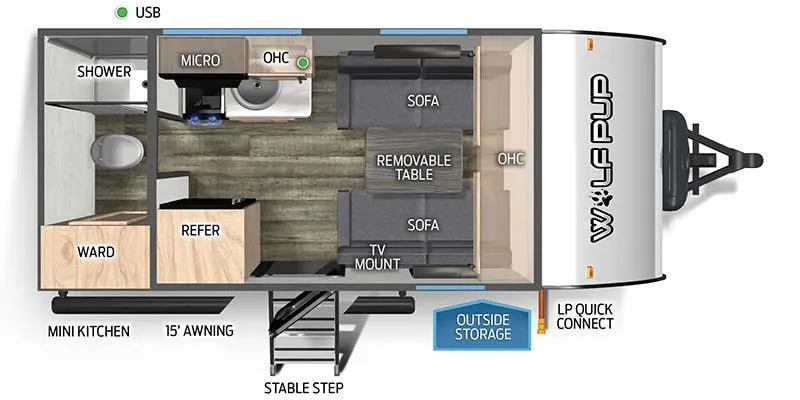 Forest River Cherokee Wolf Pup 13BCW floor plan