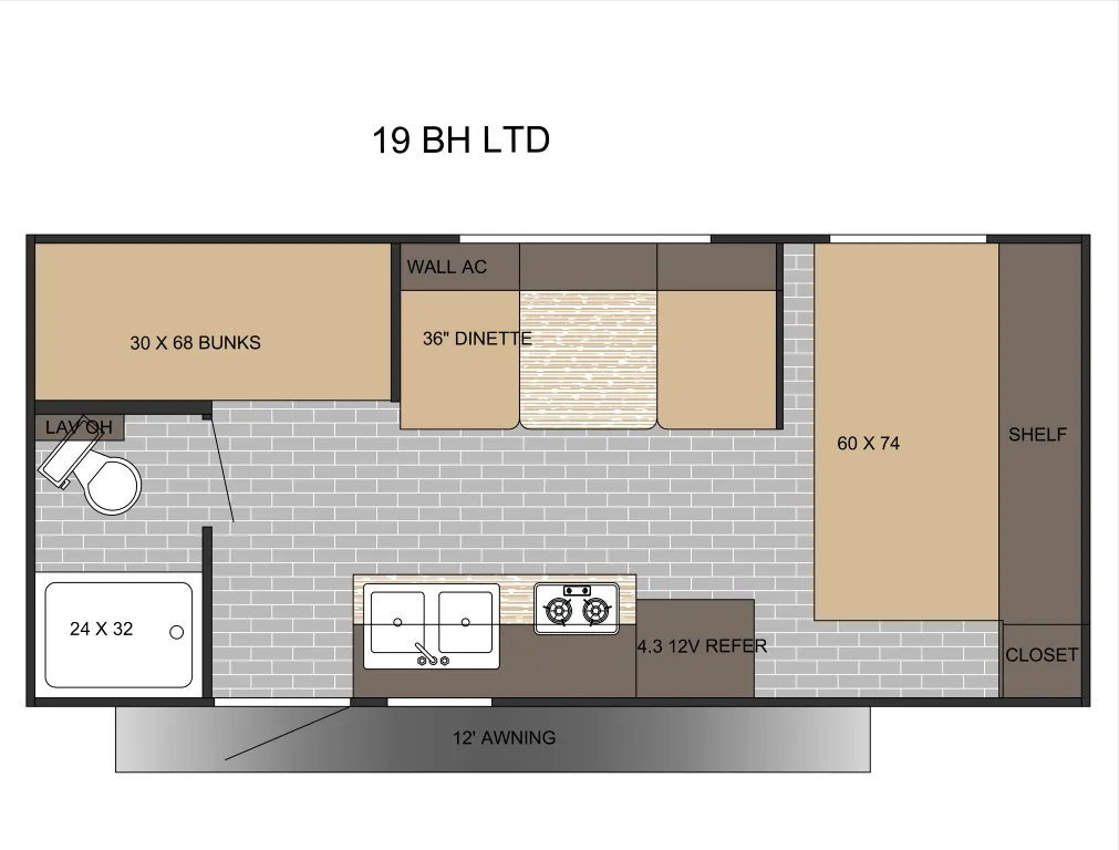 Sunset Park RV Sun Lite LTD 19BH LTD floor plan