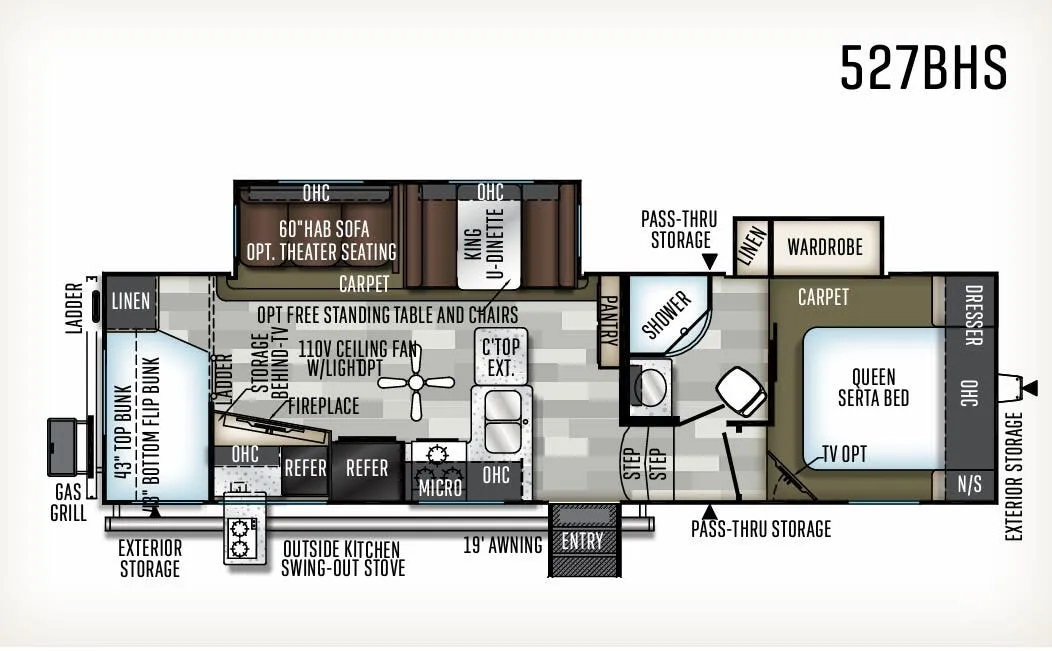 Forest River Flagstaff Super Lite 527BHS floor plan
