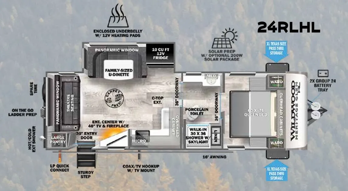 Forest River Wildwood Heritage Glen Hyper-Lyte 24RLHL floor plan