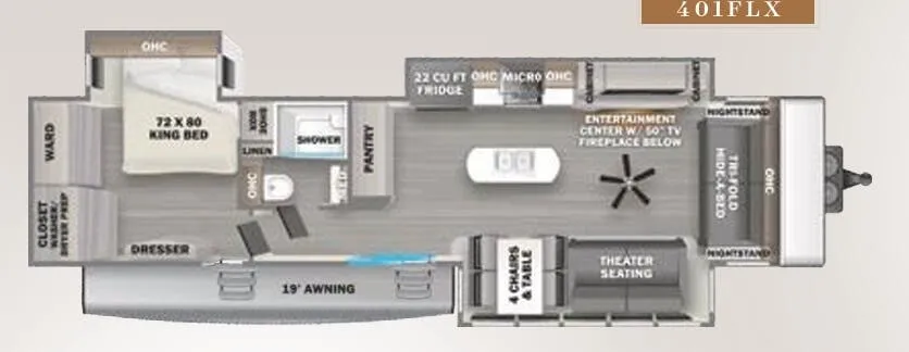 2022 Forest River Sandpiper Destination 401FLX — Floor plan
