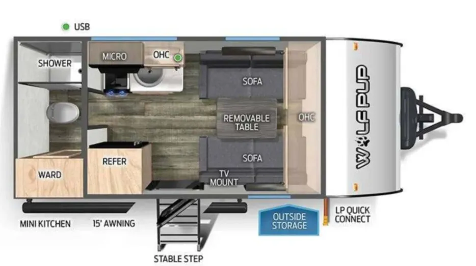 Forest River Cherokee Wolf Pup 13BCW floor plan