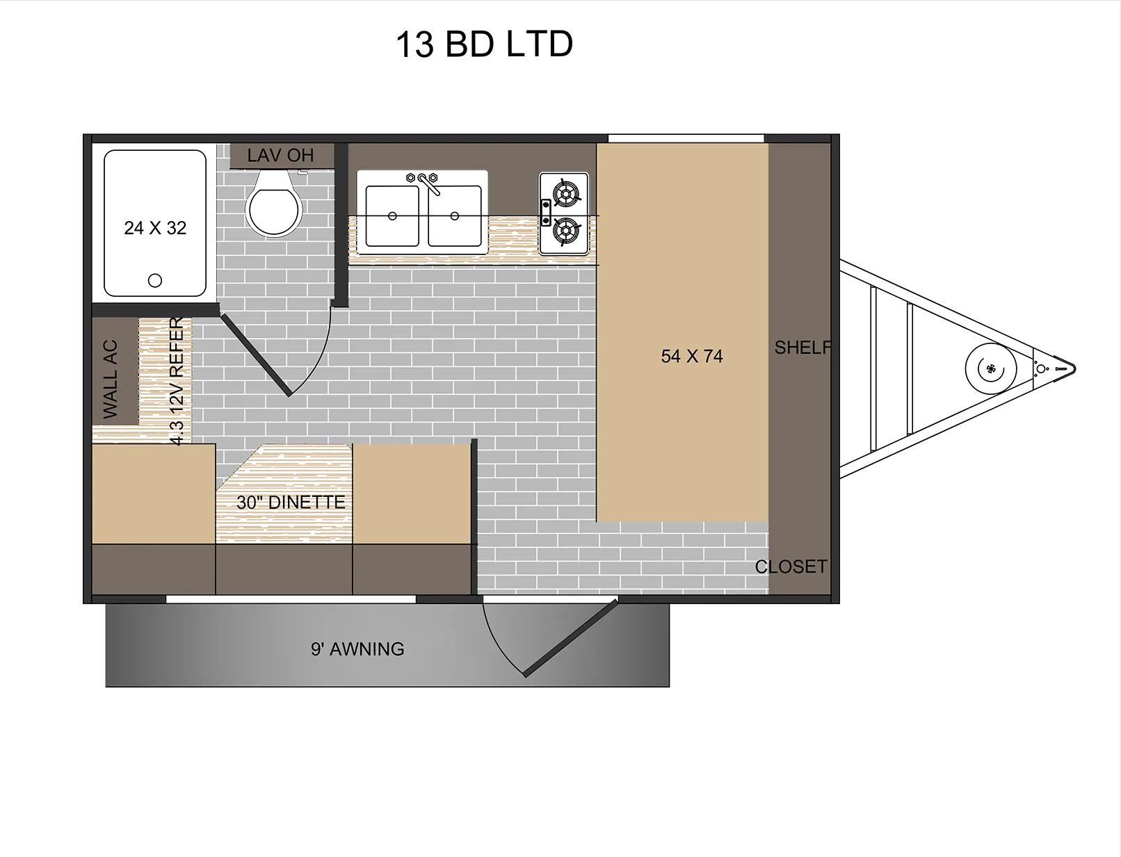 2024 SUNSET PARK RV SUNLITE 13BD LTD - Floor plan