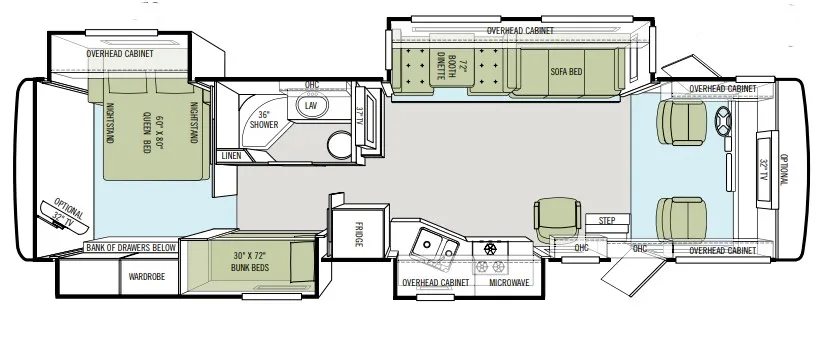 2011 Tiffin Allegro 35QBA FORD - Floor plan