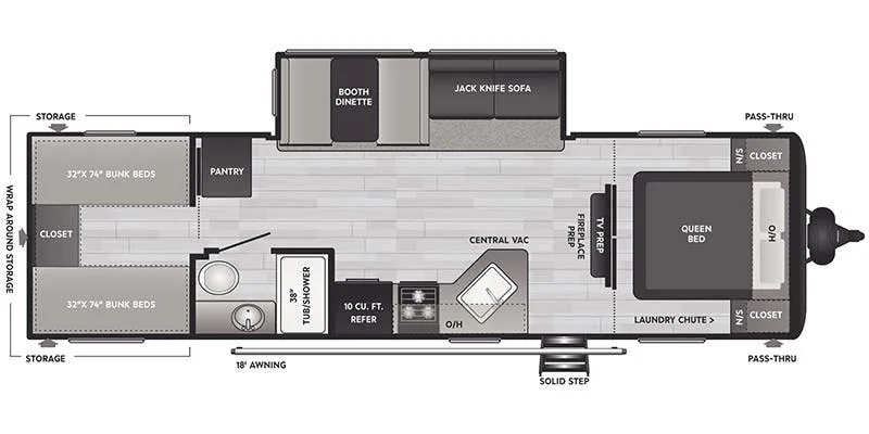 2023 Keystone Hideout 29QBS floor plan