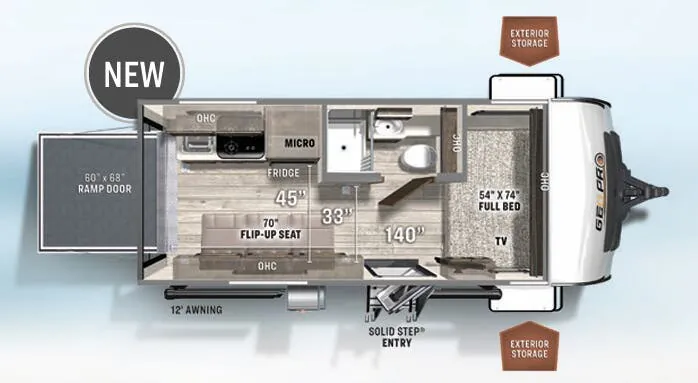 Forest River Rockwood Geo Pro 19FBTH floor plan