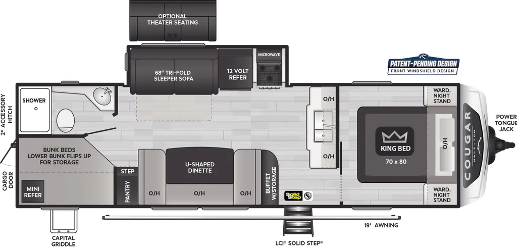 2024 Keystone Cougar Half-Ton 27BHS floor plan