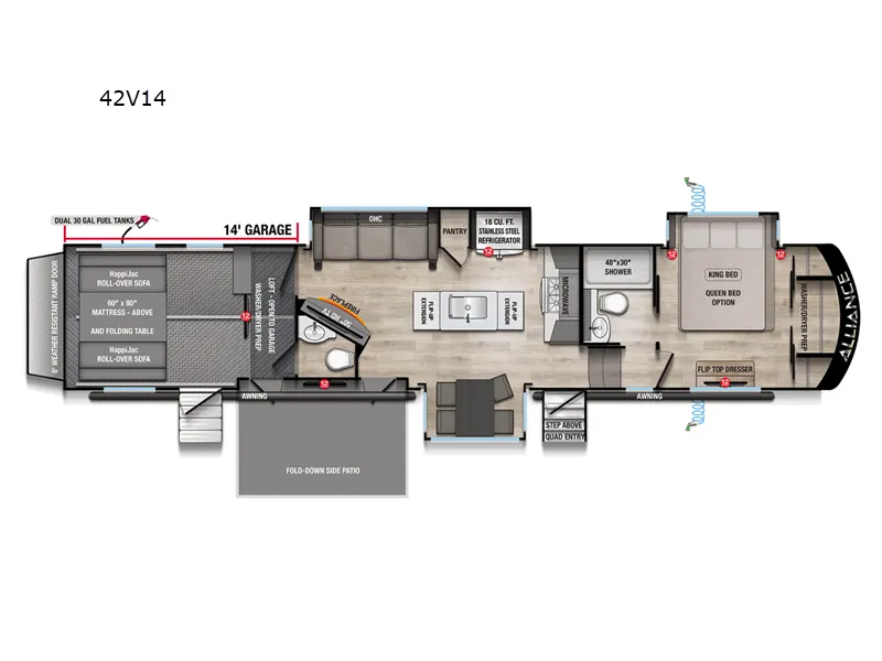 2026 Alliance RV Valor 42V14 - Floor plan