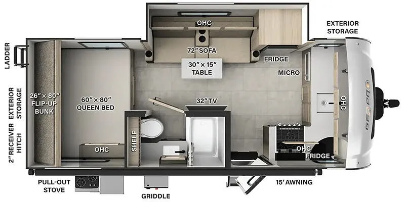 2025 Forest River Rockwood Geo Pro G20FK floor plan