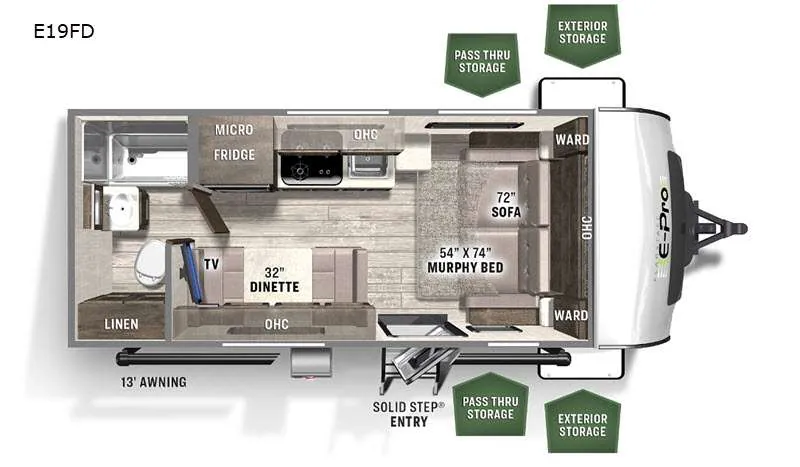 2021 Forest River RV Flagstaff E-Pro 19FD - Floor plan