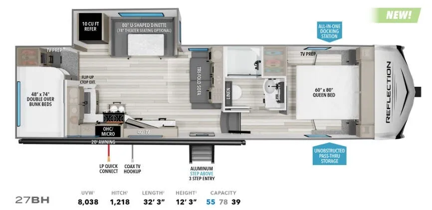 Grand Design Reflection 100 Series 100 SERIES 27BH floor plan
