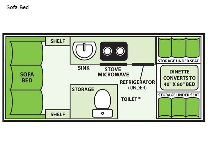 2024 Aliner Expedition Rear Sofa floor plan