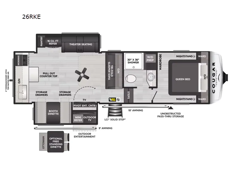 2025 Keystone RV Cougar Half-Ton 26RKE - Floor plan