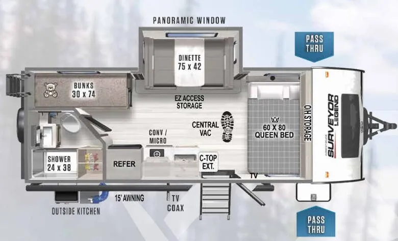 2023 Forest River Surveyor Legend 19BHLE - Floor plan