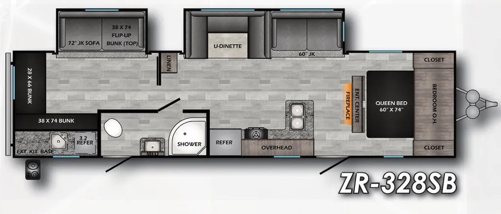 2021 CrossRoads Zinger 328SB floor plan