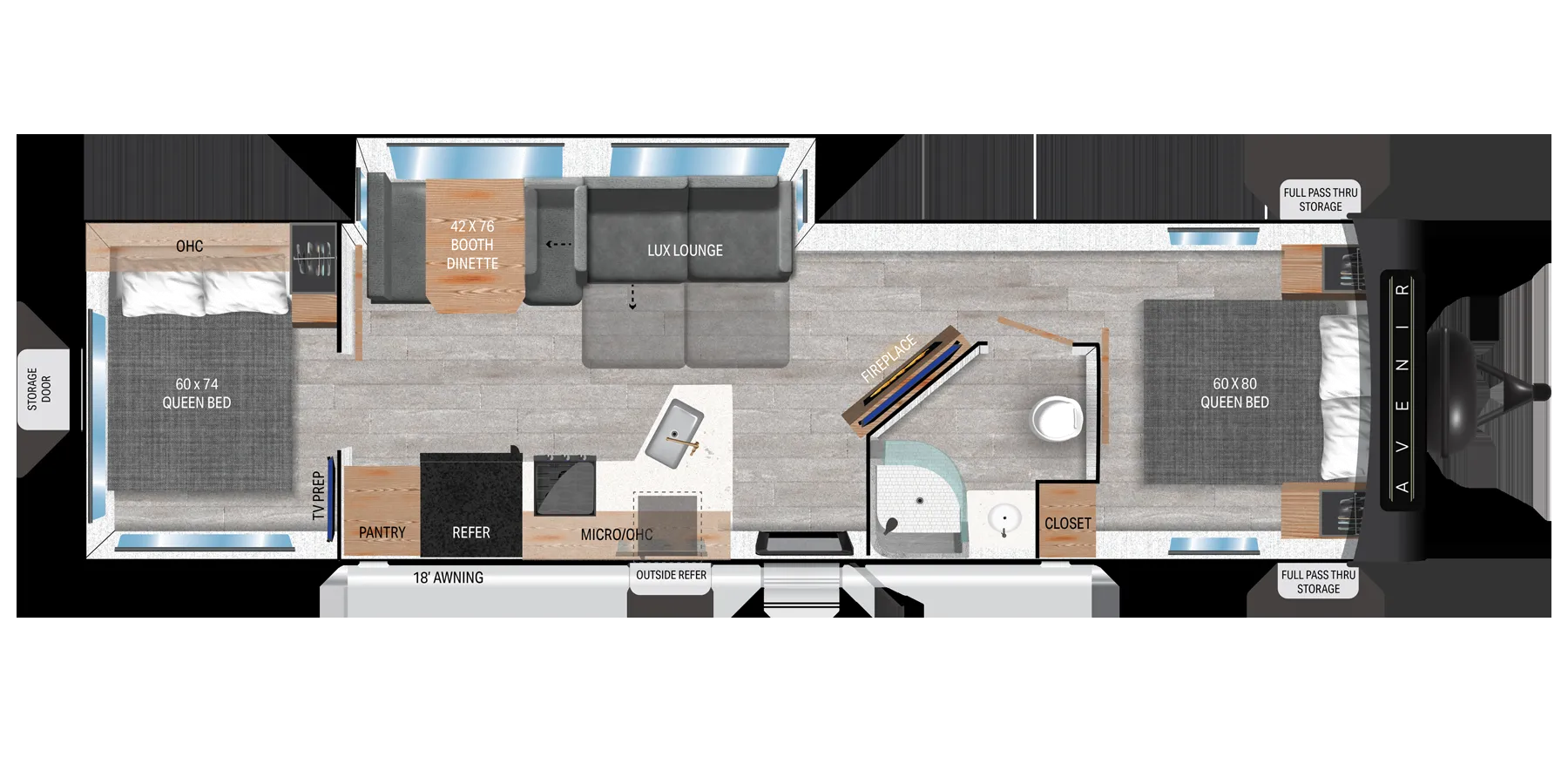 Cruiser RV Avenir 32DQ floor plan