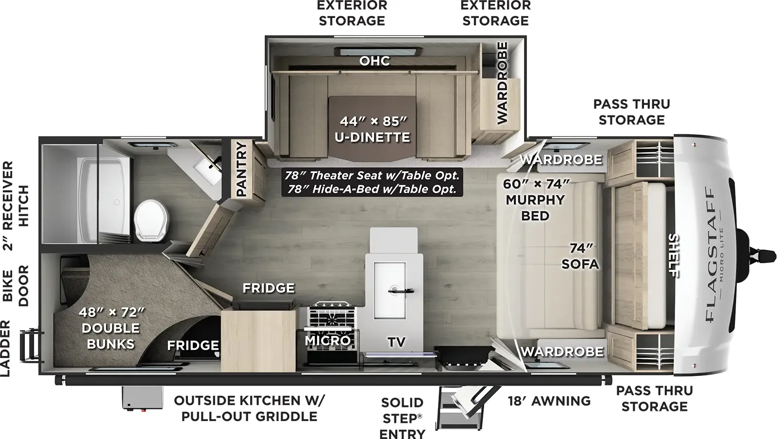 2026 Forest River Flagstaff Micro Lite 25BRDS - Floor plan