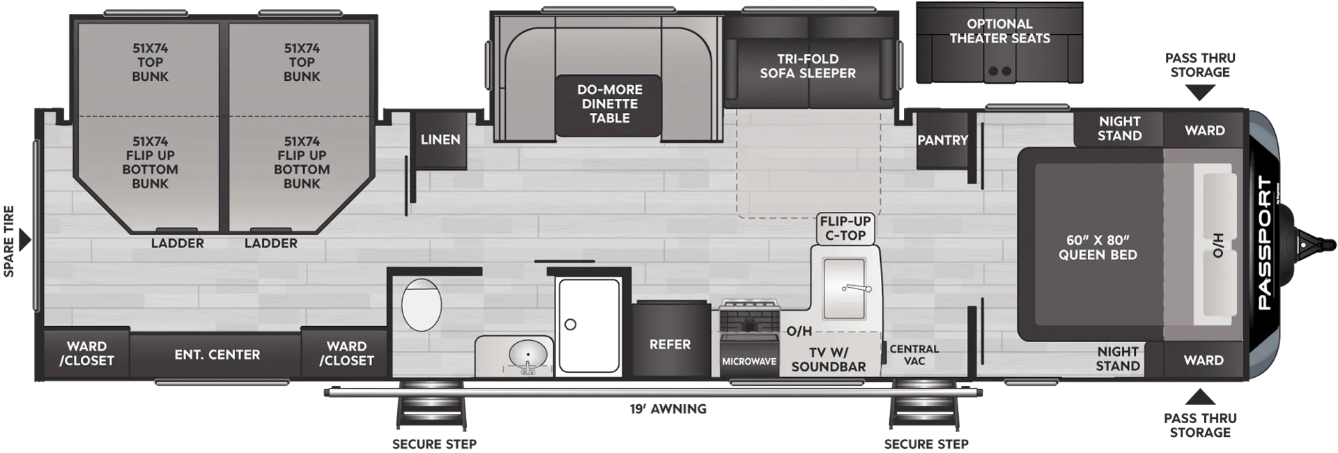 2022 Keystone Passport GT 3401QD - Floor plan