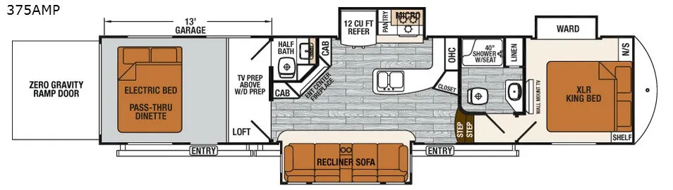 2018 Forest River XLR Thunderbolt 375AMP floor plan