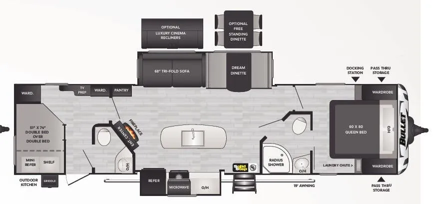 Keystone Bullet Premium 330BHS floor plan