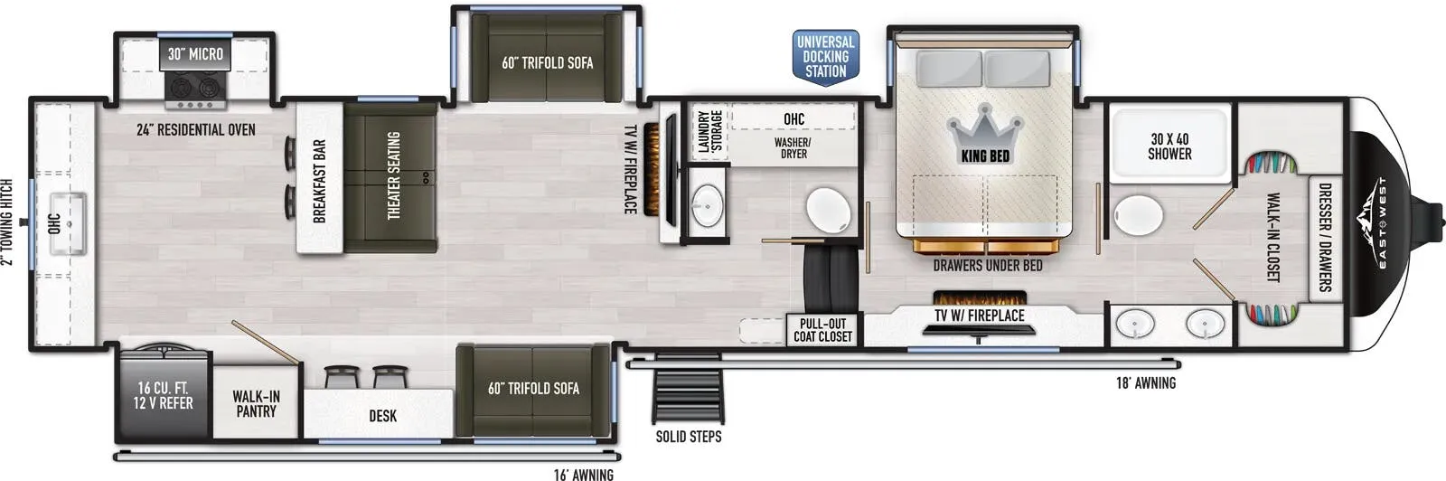 2025 East to West Ahara 395FB - Floor plan