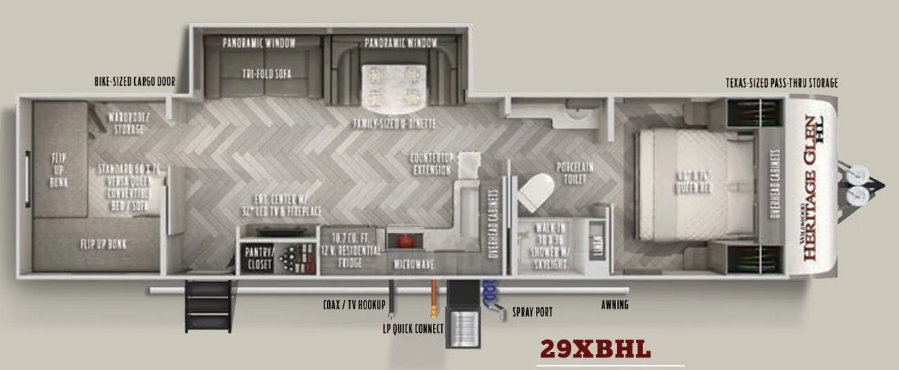 Forest River Wildwood Heritage Glen Hyper-Lyte 29XBHL floor plan