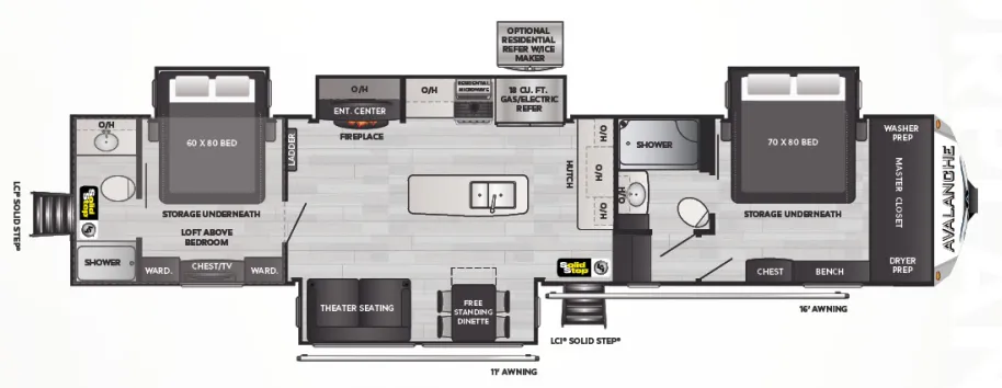 Keystone Avalanche 390DS floor plan