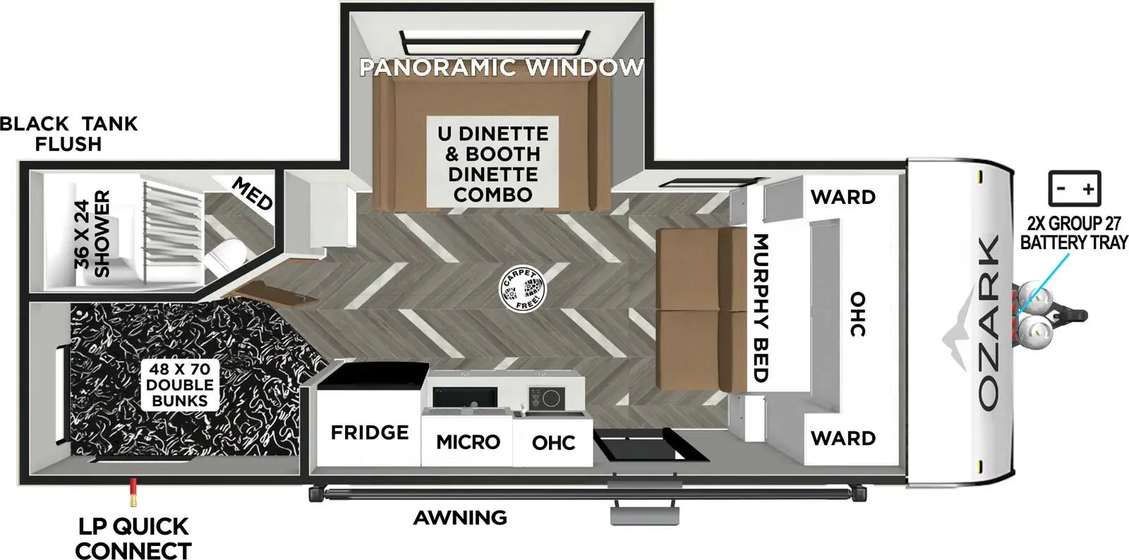 Forest River Ozark 1680BSK ASCENT floor plan