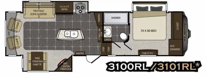 Keystone Alpine 3100RL floor plan