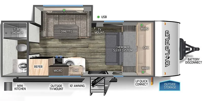 Forest River Cherokee Wolf Pup Black Label 16CWBL floor plan