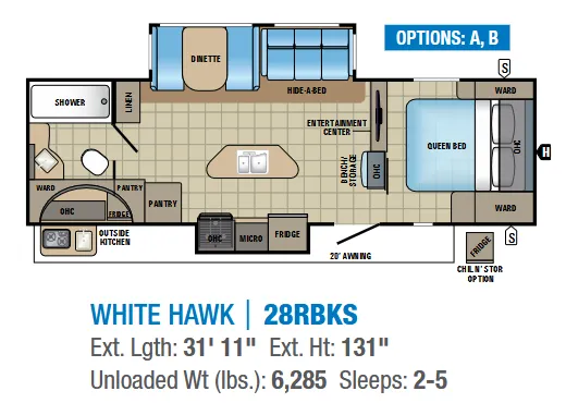 Jayco White Hawk 28RBKS floor plan