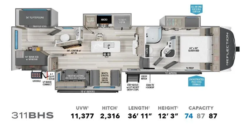 Grand Design Reflection 311BHS floor plan