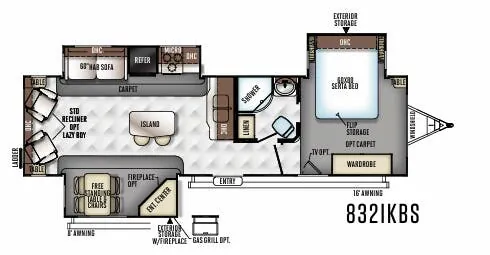 Forest River Flagstaff Classic Super Lite 832IKBS floor plan