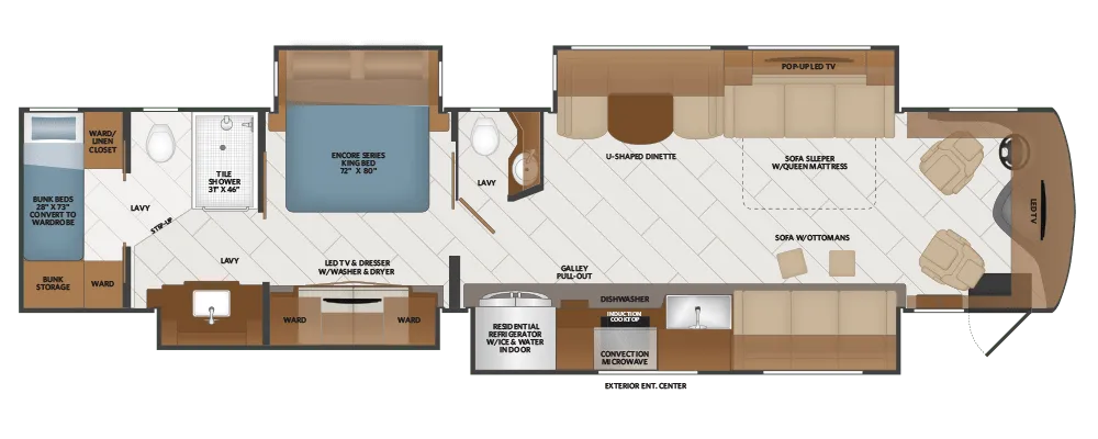 2026 Fleetwood Discovery LXE 44B - Floor plan