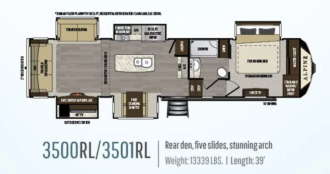 Keystone Alpine 3501RL floor plan